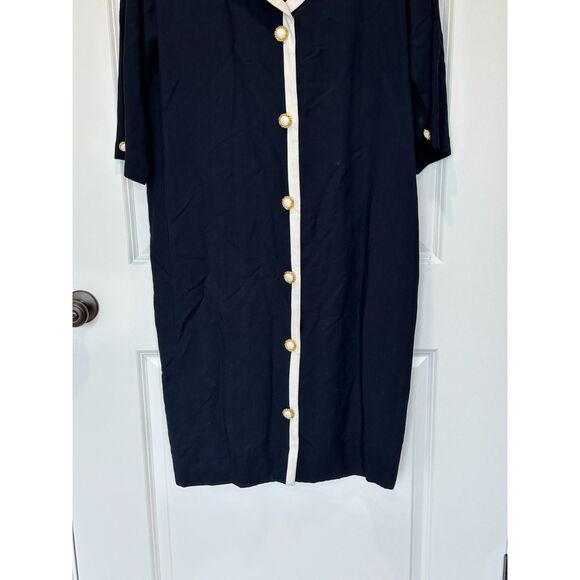 Vintage Ran Designs Navy Gold Button Front Maternity Dress Size XS - Picture 1 of 10